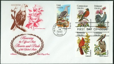 USA 1992 Blumen und Vögel FDC 1-6.jpg