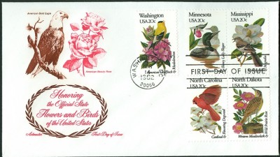 USA 1992 Blumen und Vögel FDC 4-6.jpg