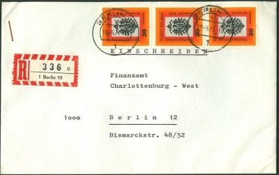 Berlin 1971 MiNr. 385, senkrechter Dreierstreifen auf OrtsEBf-1.jpg