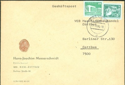 DDR 1974, MiNr. 1947, als MiF einer Wirtschaftsdrucksache 1986.jpg