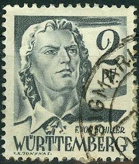Alliierte Besetzung FranzZone WürtemBerg, MiNr. 1, Schiller.jpg