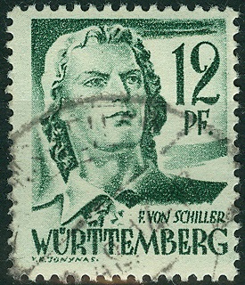 Alliierte Besetzung FranzZone WürtemBerg, MiNr. 4, Schiller.jpg