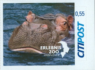 CitiPost Hannover 2015, Markenheftchen 55 Cent, Nilpferd.jpg