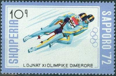 Albanien 1972, MiNr. 1528, Sapporo 72-Zweierschlitten.jpg