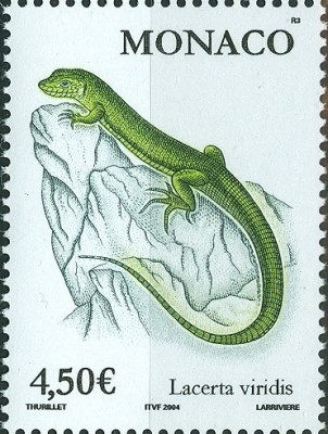 Monaco 2004, MiNr. 2684, Lacerta viridis.jpg