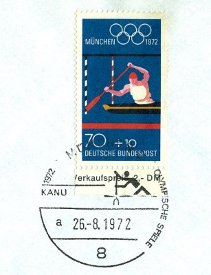 Bund 1972, MiNr. 737,  ESSt. KanuRennsport, C1.jpg