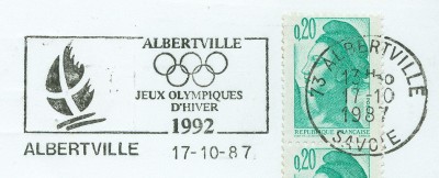 Frankreich 1987, MaschinenStempel AlbertVille 1992.jpg